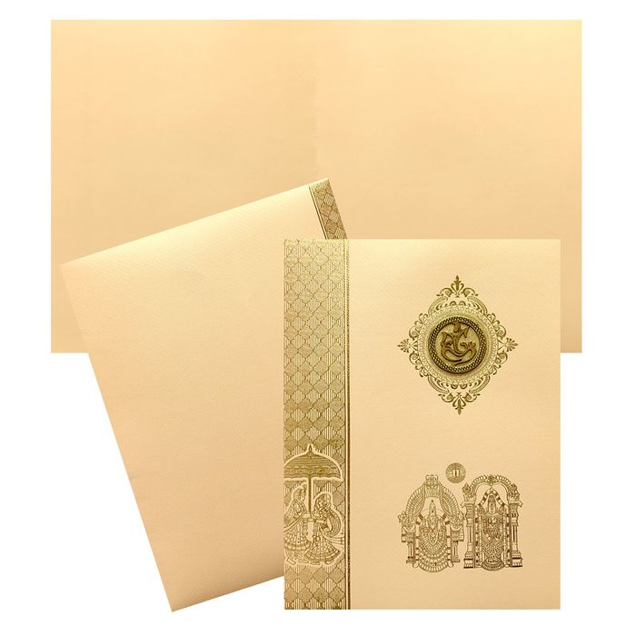 Peach Balaji Padmavathi Invitation Card-KNPT5024