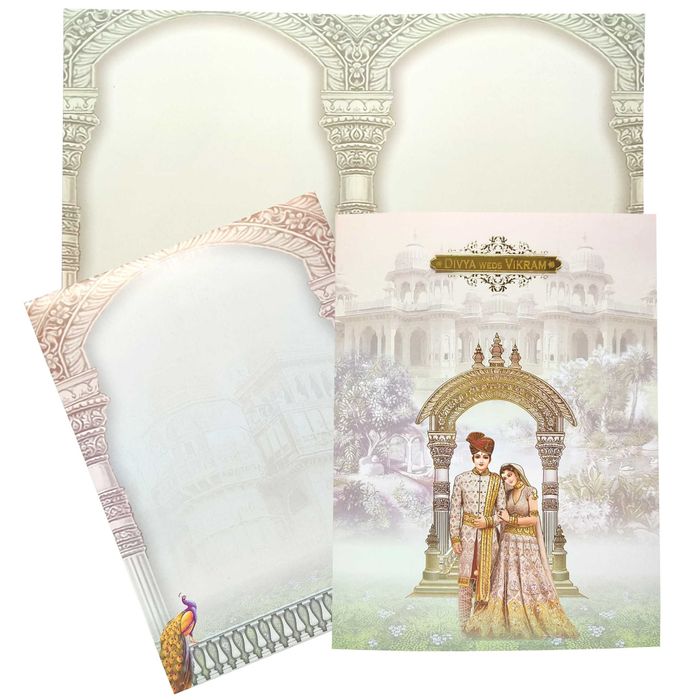 Multicolor Bride And Groom Invitation Card-King of Cards