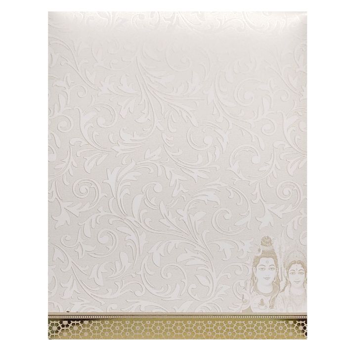 White Floral Design With Shiva Parvathi Images-KNJS2064-King of Cards