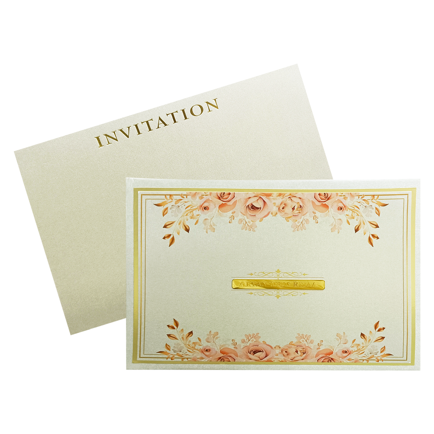 Metallic Grey Floral Invitation-KRC30760