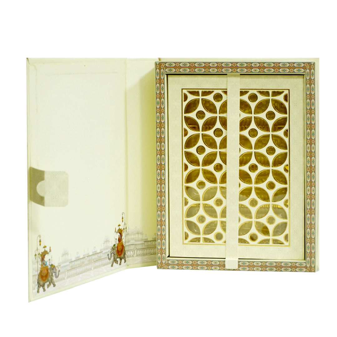 Cream Yellow Royal Wedding Box Card-KAC05910