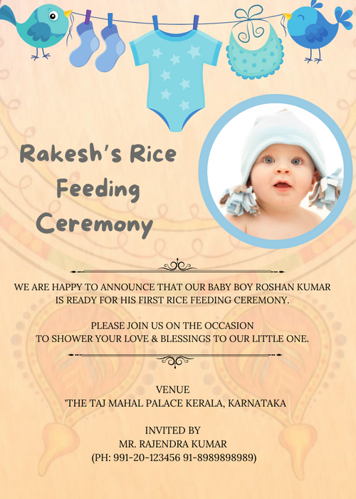 Pink Baby Rice Ceremony Invitation-King of Cards