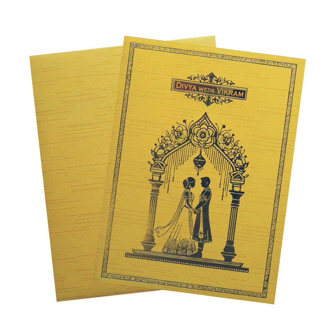 Gold Metallic Wedding Nameplate Invitation Card-KNRM7081G