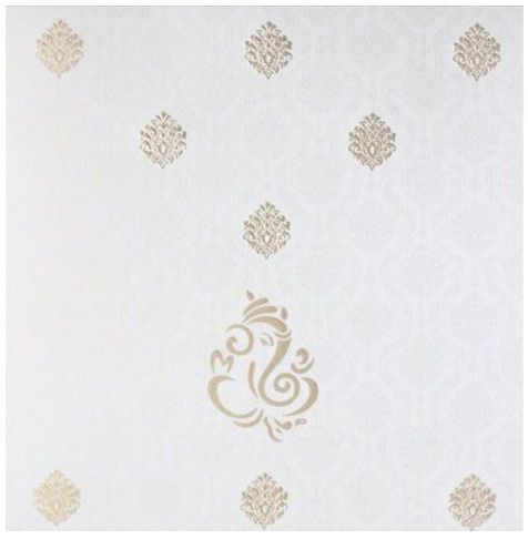 Pleasant Gold Foiling Flower With Ganesha Wedding Card - KNK4114