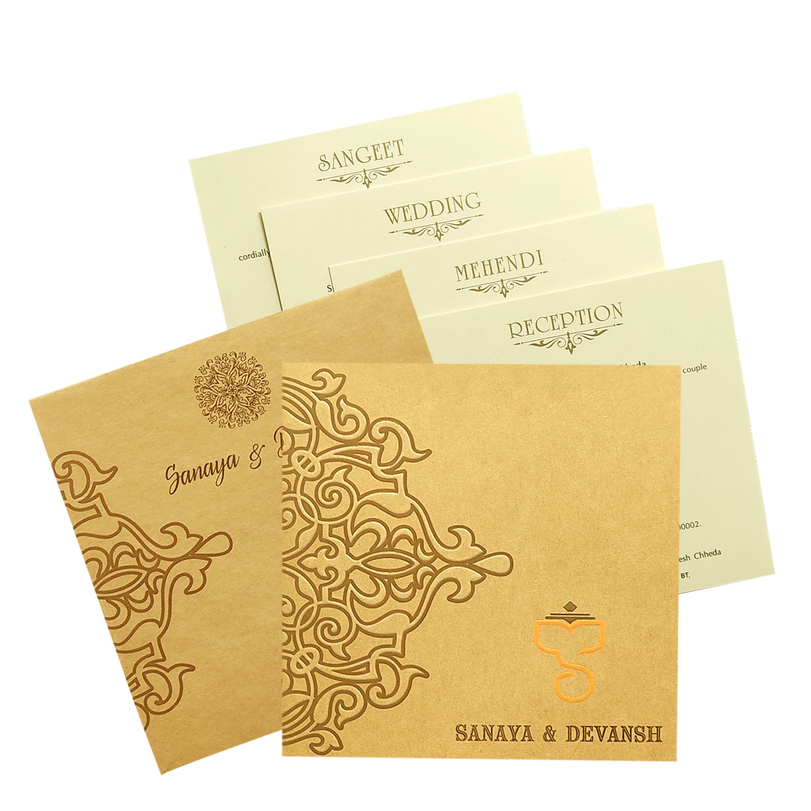 Celebrate in style with customized Brown Embossed Box Invitation Card Order now! ?WhatsApp Support ?Express Delivery.