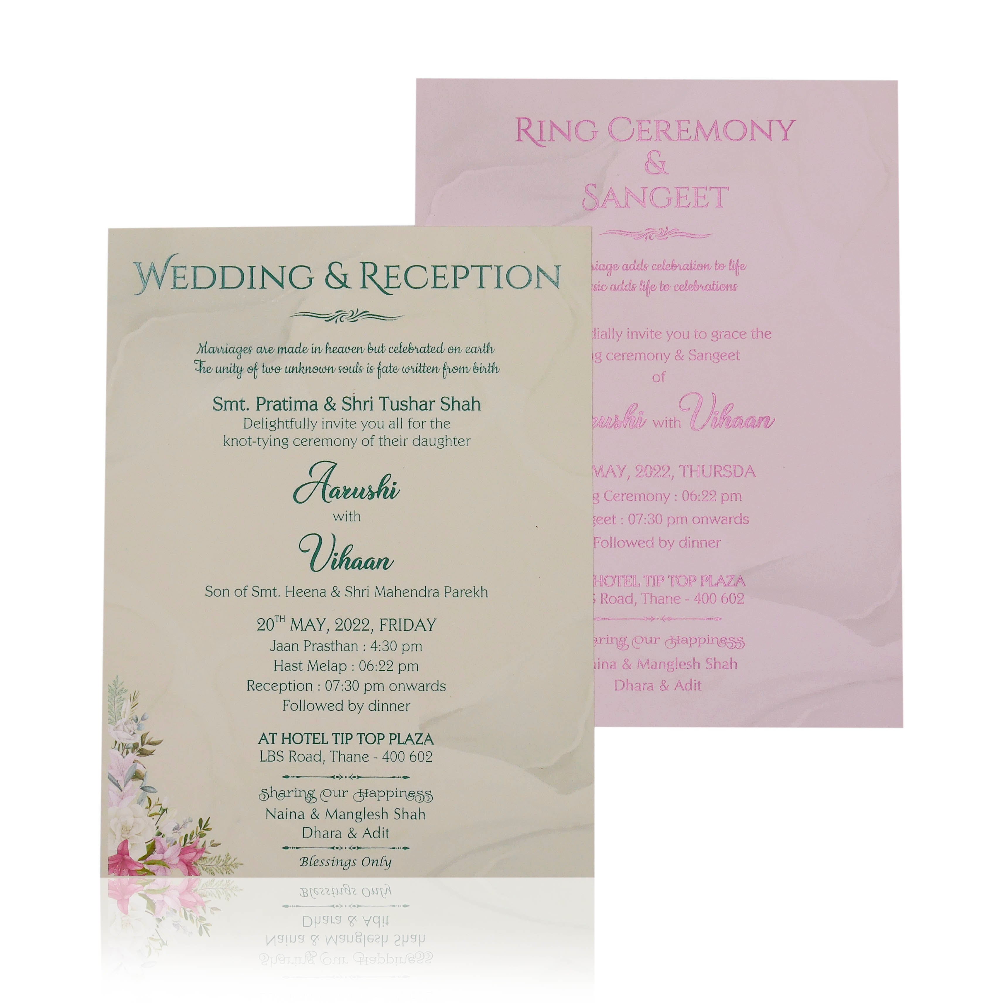 Pale Soft Green Floral Invitation-KVN05660