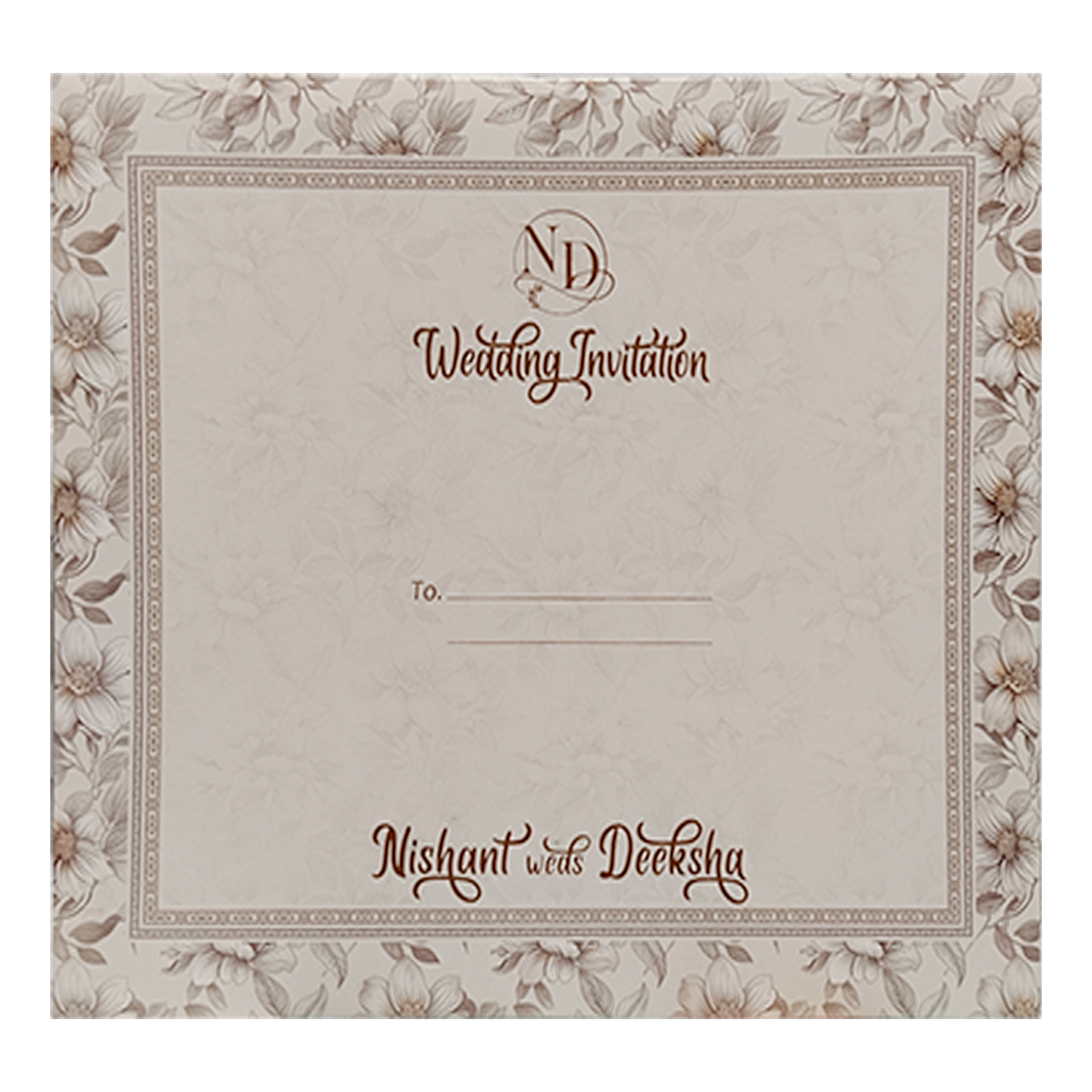 Beige Floral Laser Cut Invitation-King of Cards