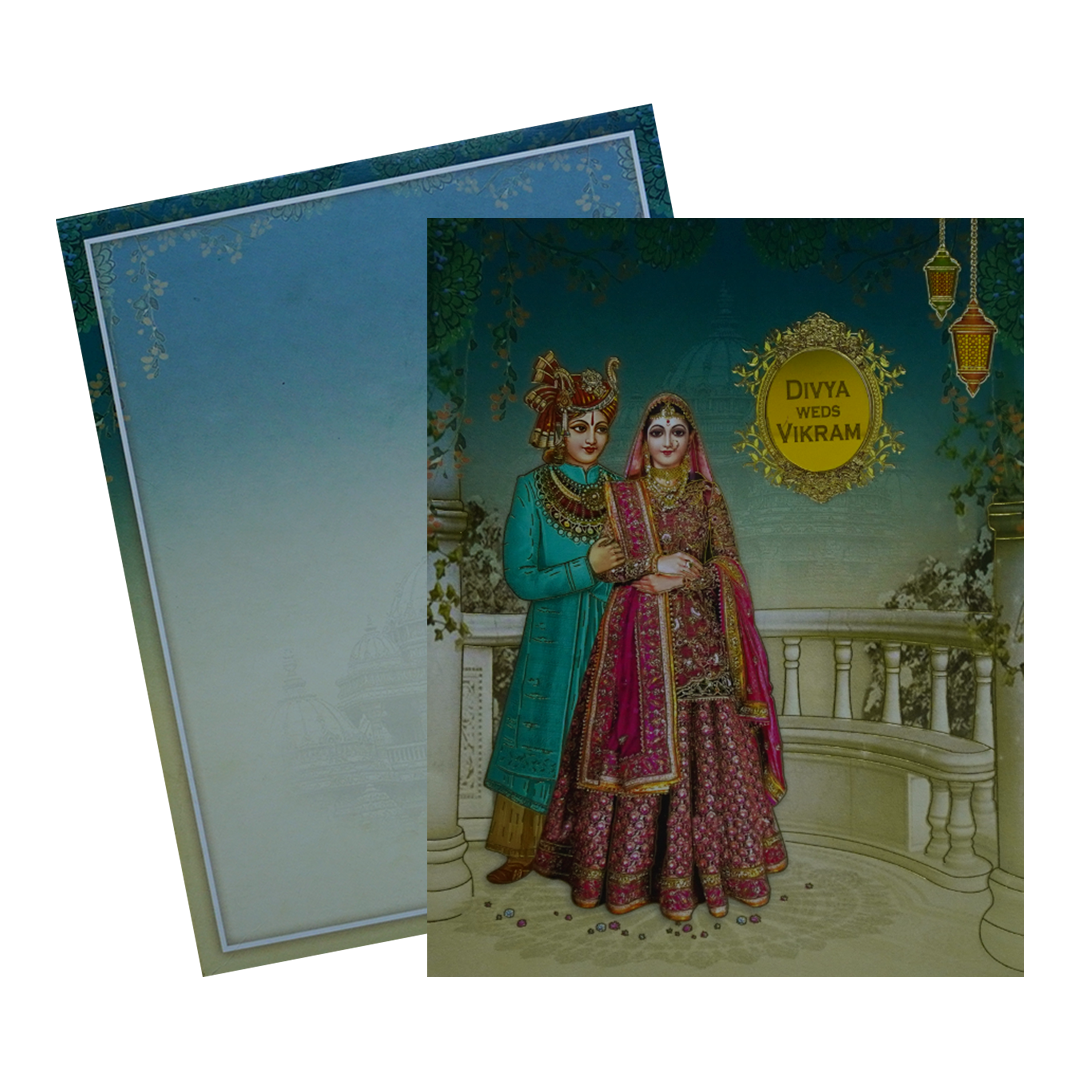 Emerald Bride and Groom Wedding Card-KNKN6317