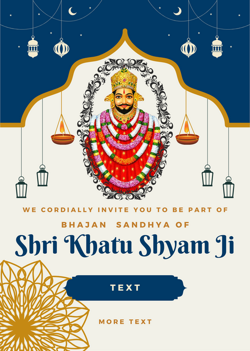 Blue Design Khatu Shyam Invitation-King of Cards