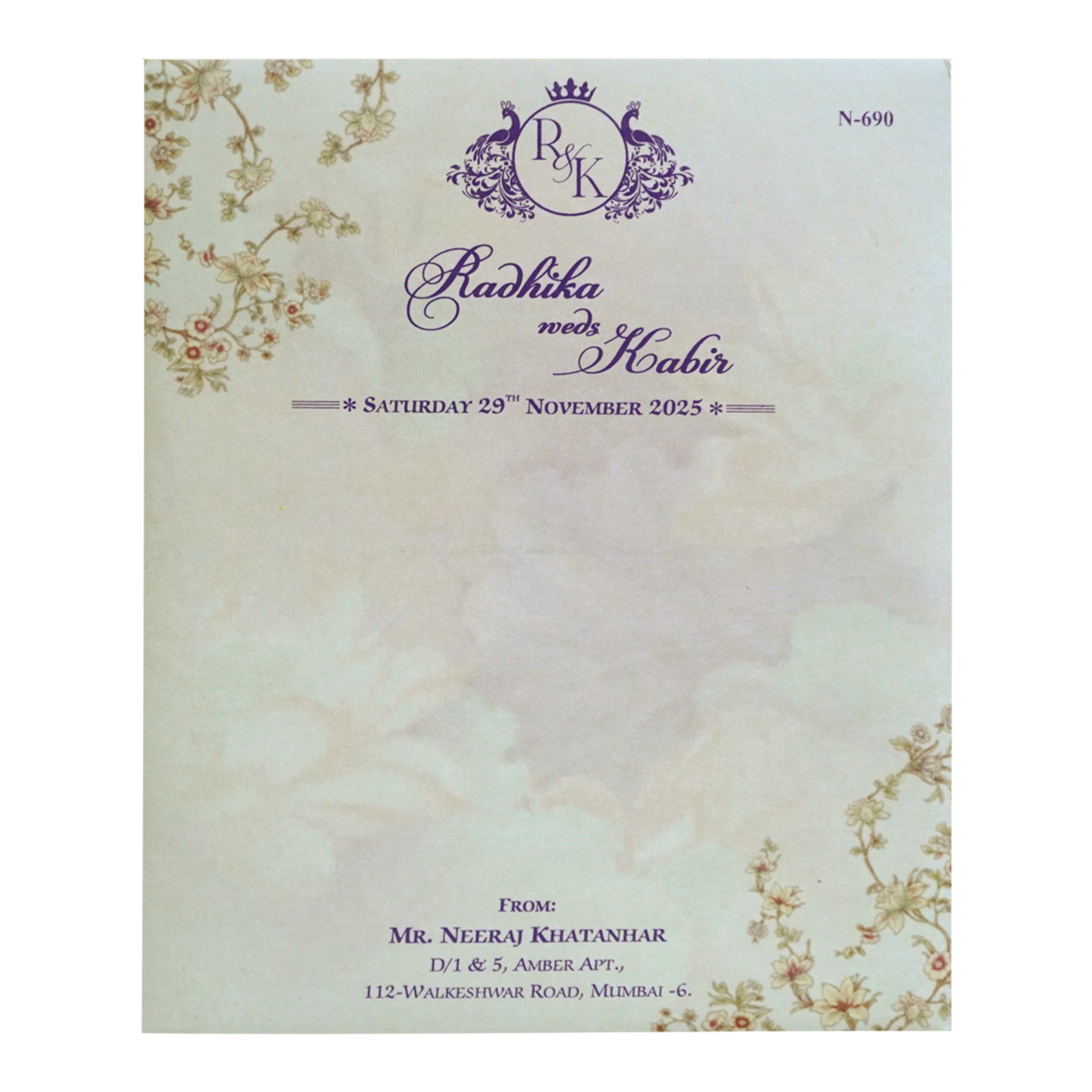 Soft Green Floral Invitation-KVN06900