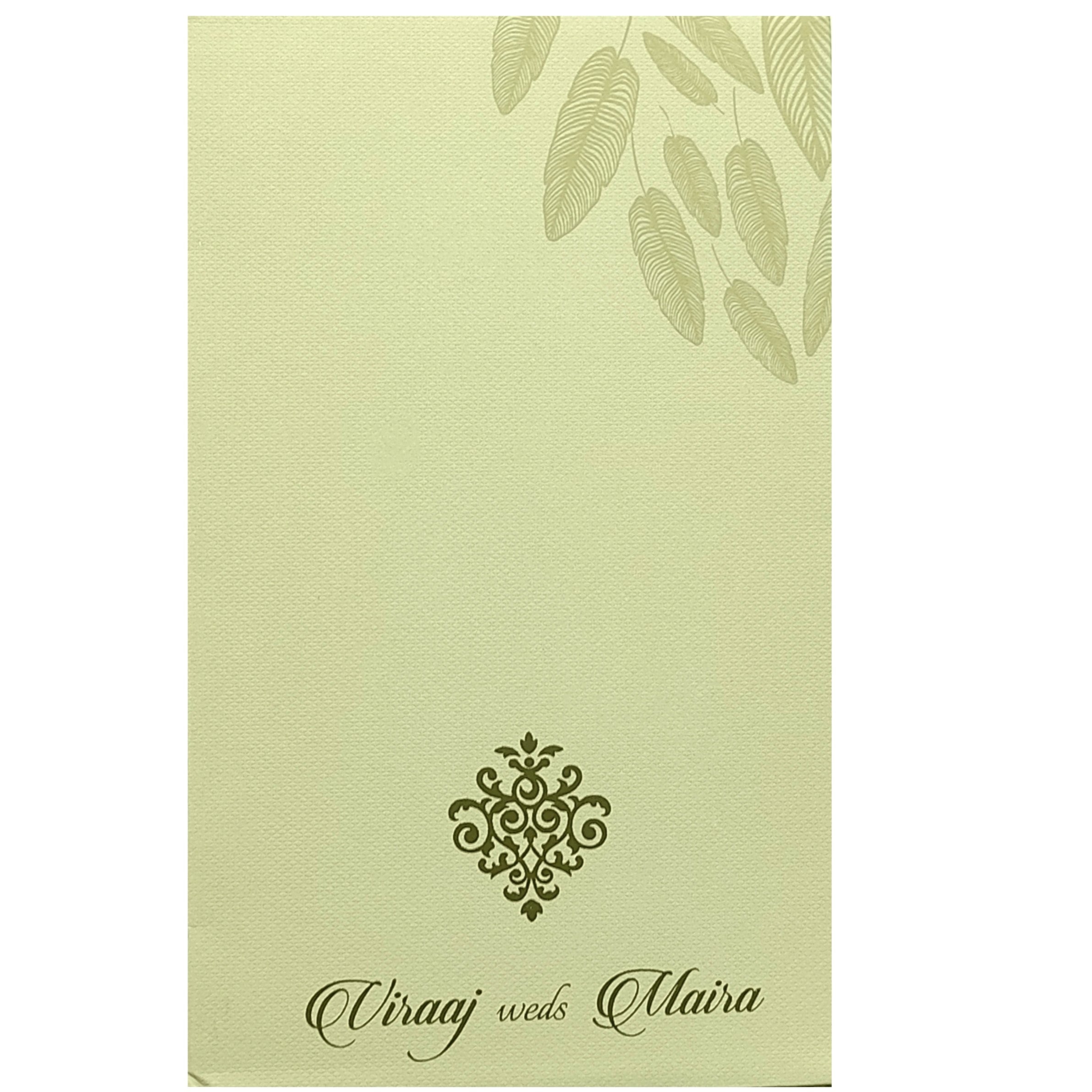 Beige Leaf Design Invitation Card-KRC29891