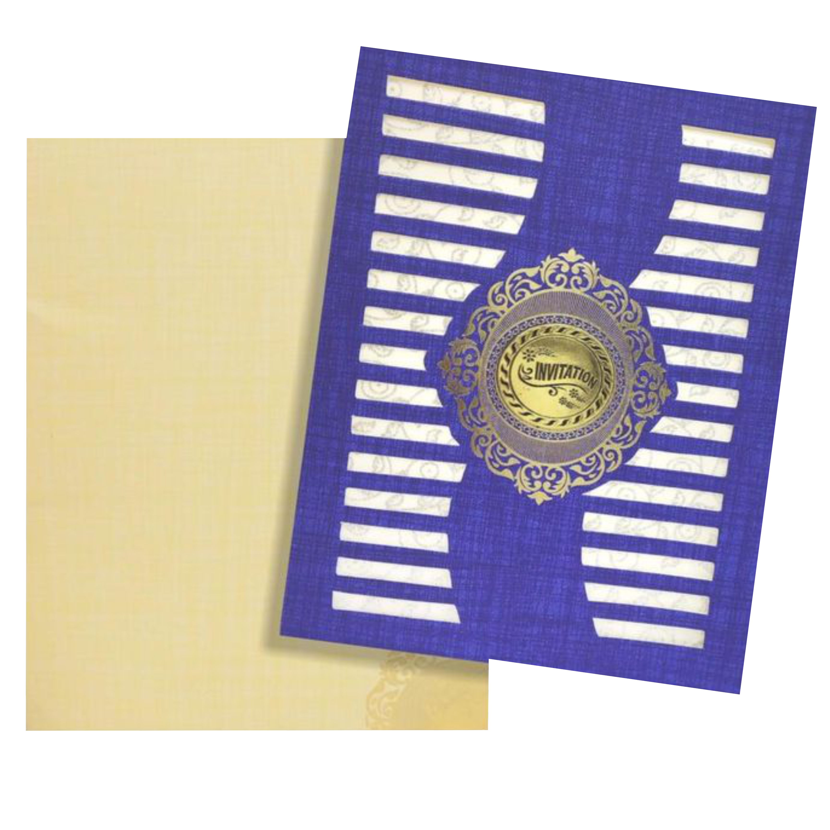 Blue Laser Cut Design Invitation Card-Kncm802b
