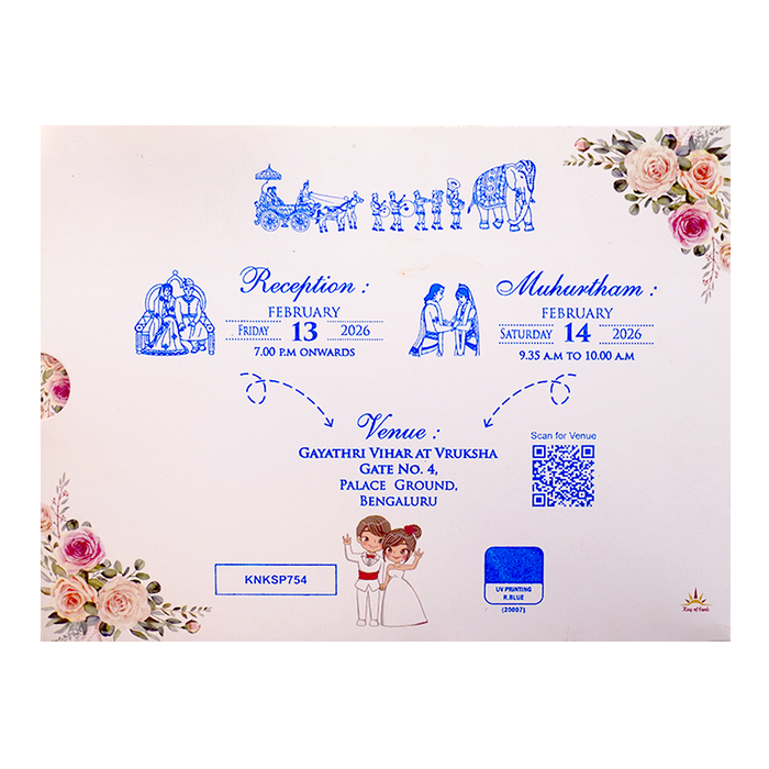 White Floral Slide Wedding Card-King of Cards
