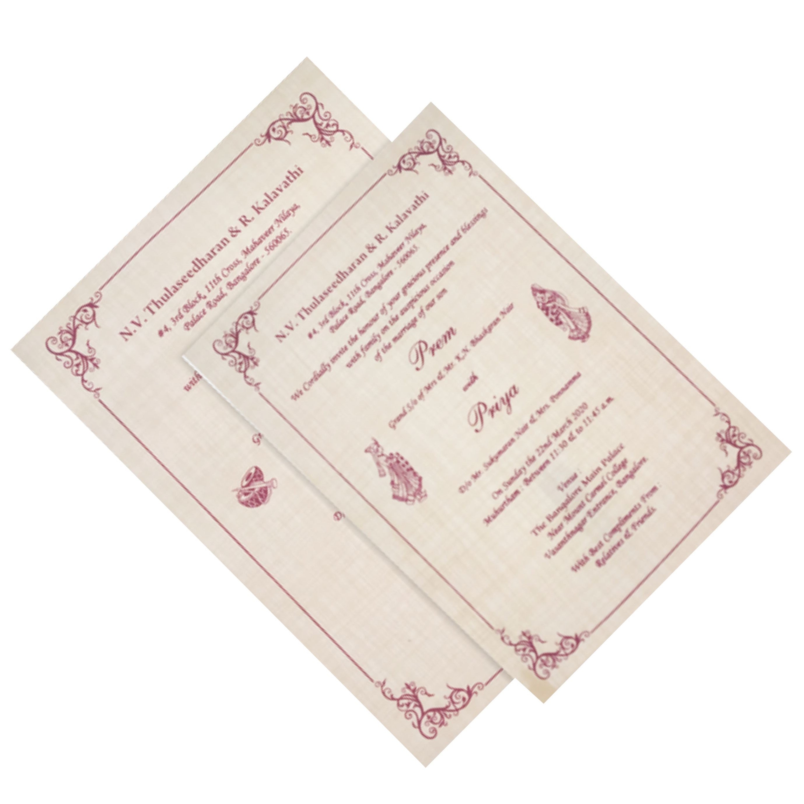 Sandal Premium Padded Stiff Board Invitation Card-KNPS9501S