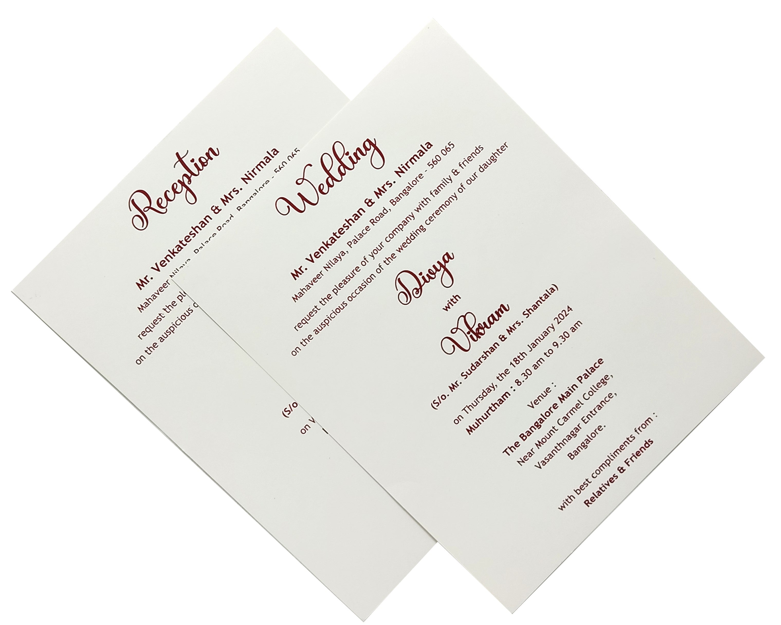 Buy White Textured Floral Band Wedding Card