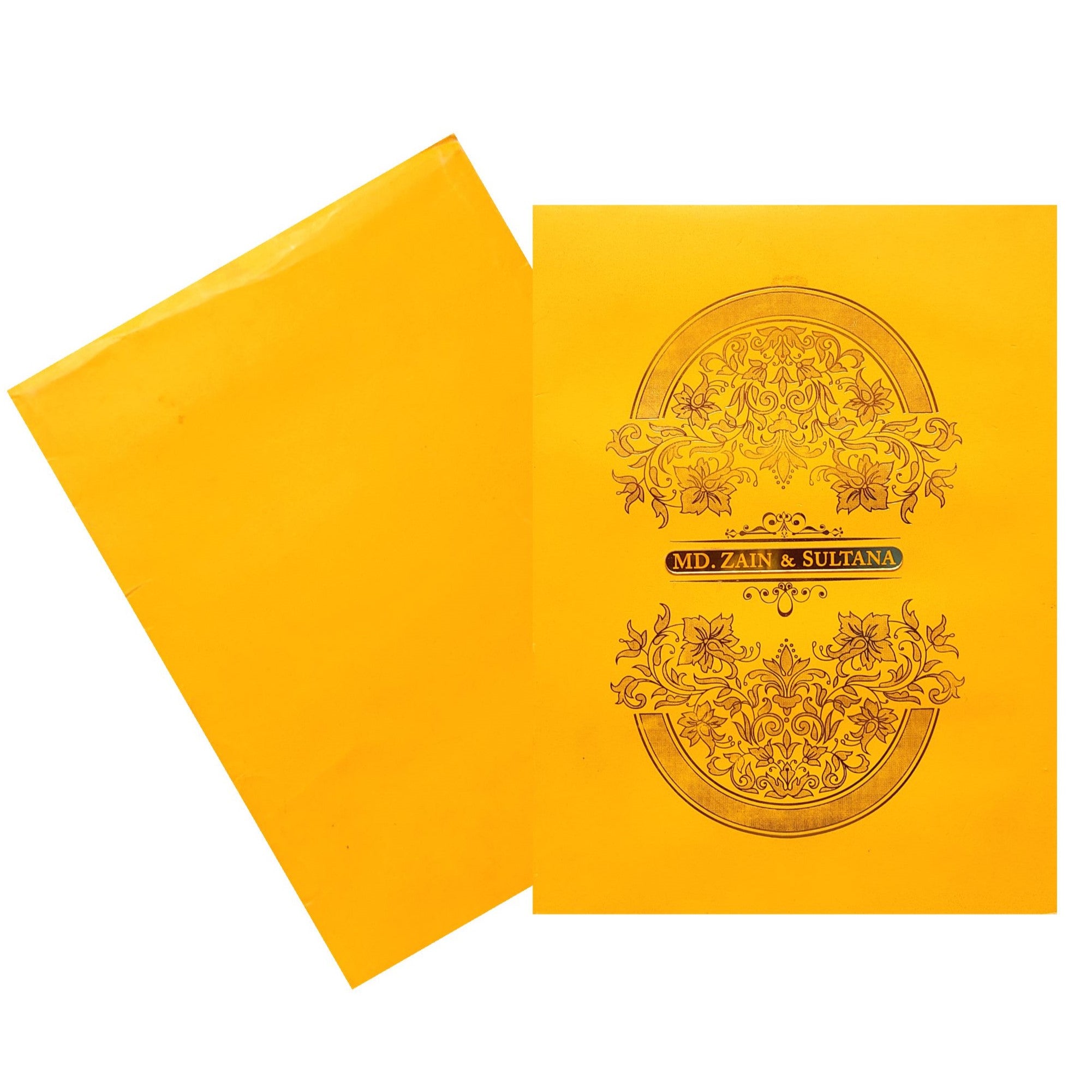 Gold Padded Floral Design Invitation Card-KNPS9501O