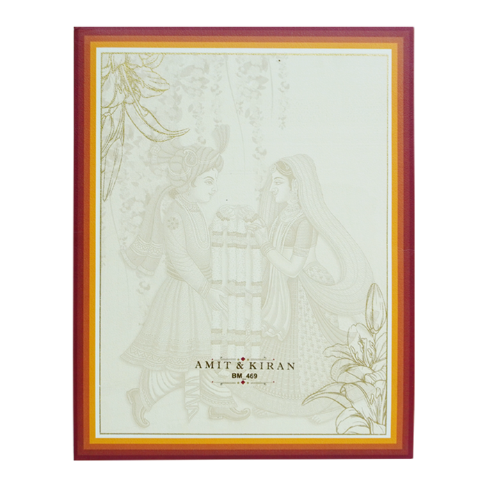 Cream Padded Premium Wedding Card-King of Cards