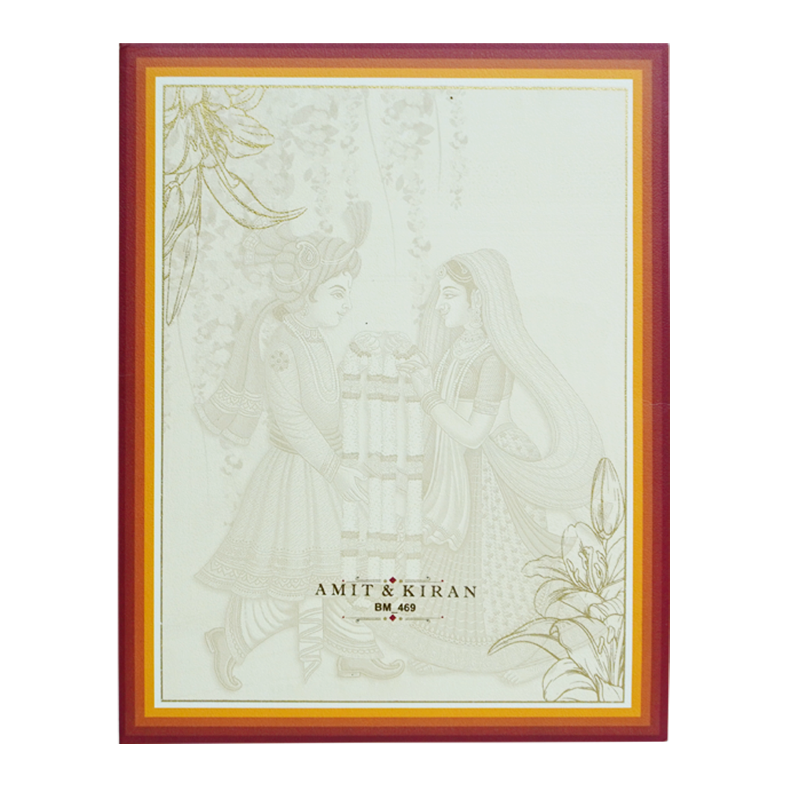 Cream Padded Premium Wedding Card-KBM04690