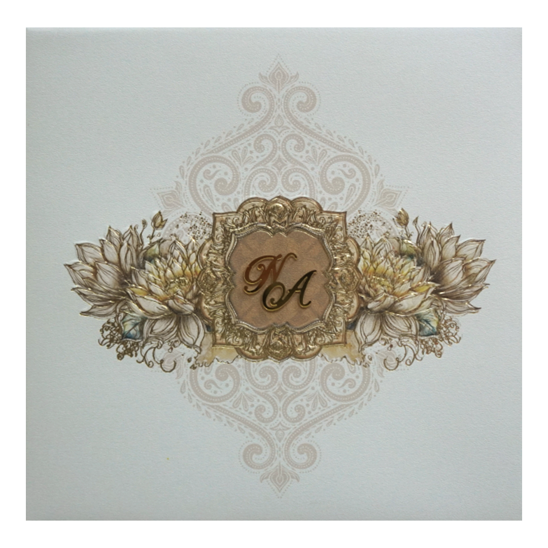 Cream Padded Premium Wedding Invitation-KPR24020
