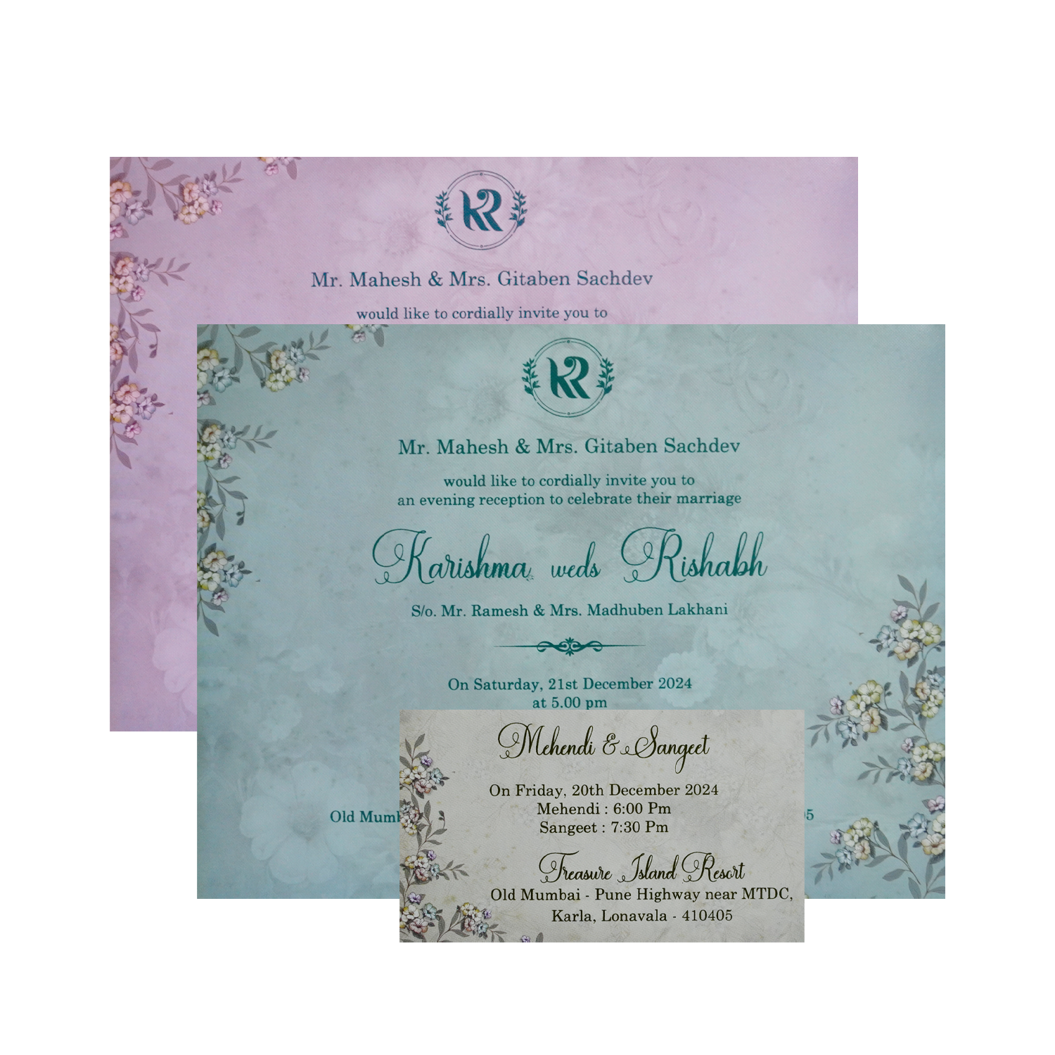 Matte Pastel Green Floral Invitation-KSI12200