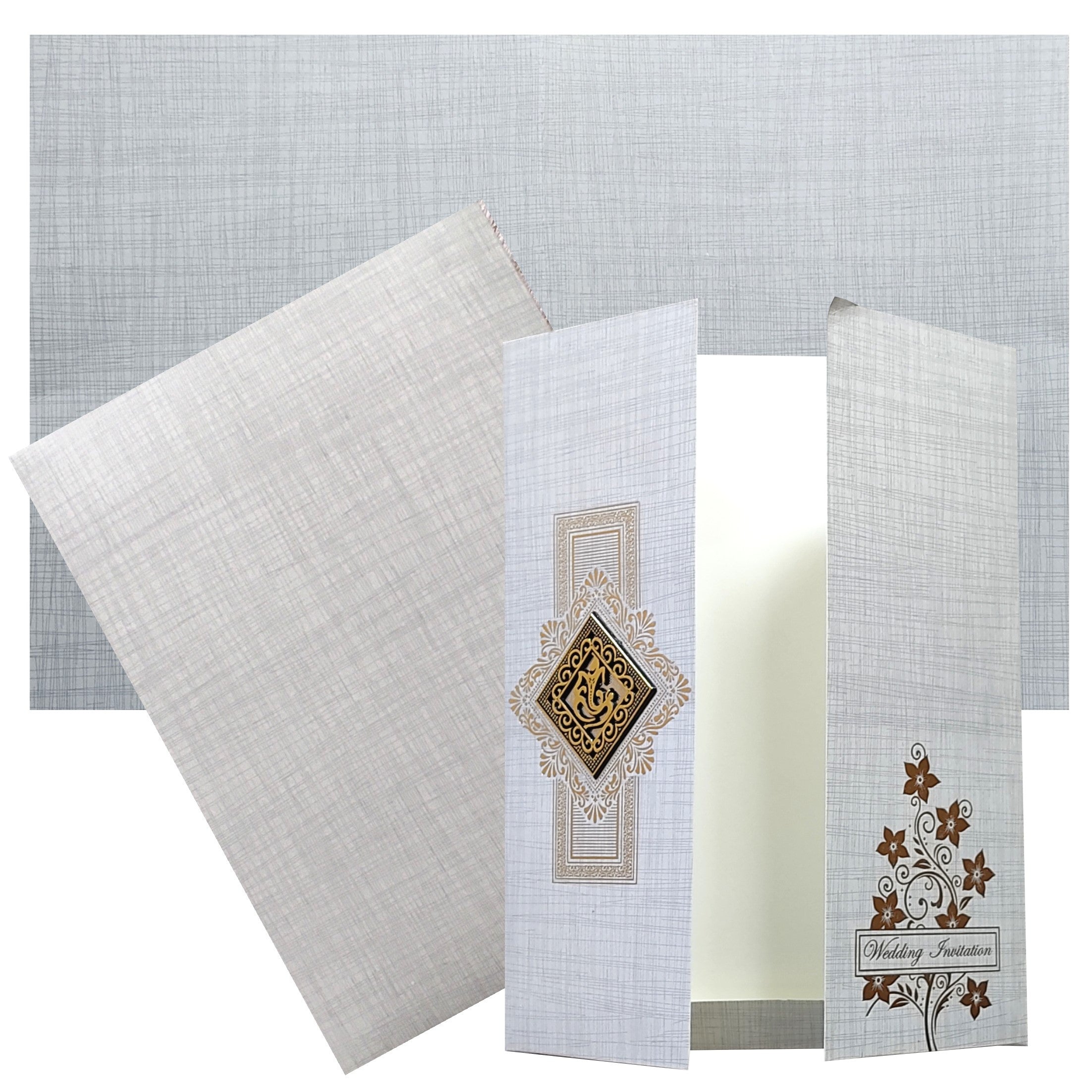 Check out the collection of Grey Ganesha Door invitation card at best price. &