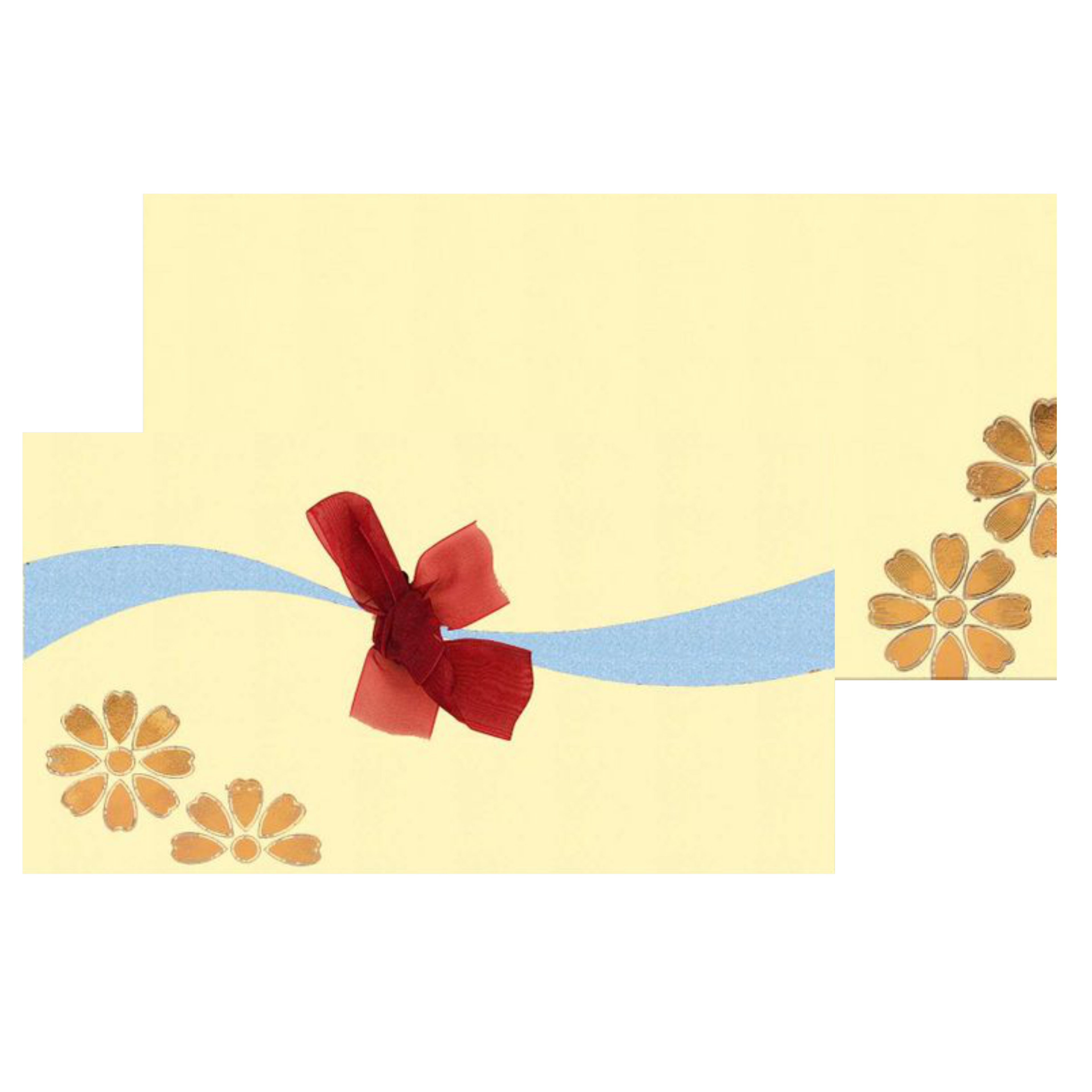 Fantastic Cream Colour With Ribbon Personal Wedding Card - KNK30421