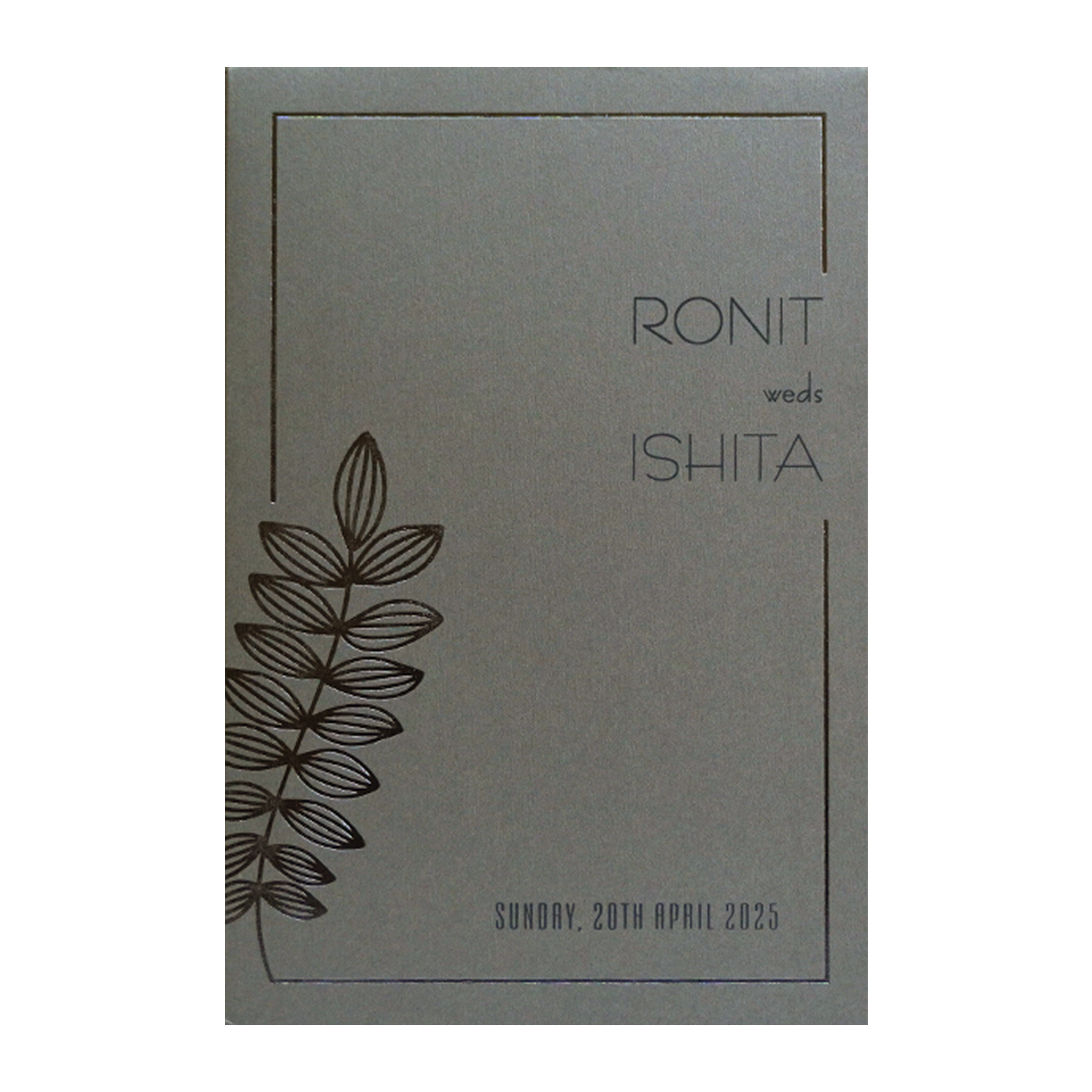 Grey Petal Single Sheet Invitation Card-KRCS7211