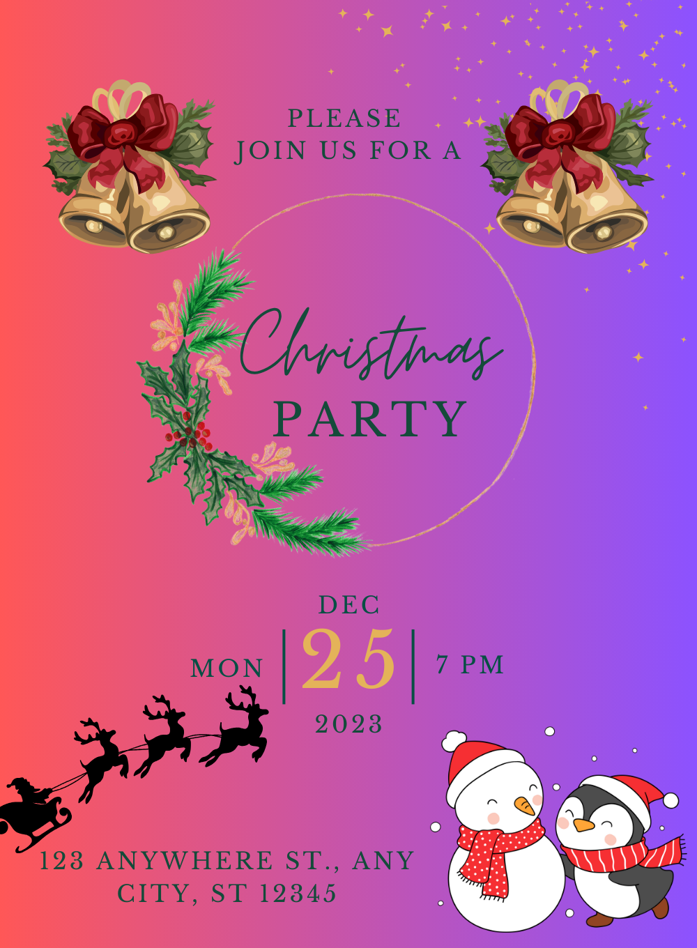 Jingle Bell Christmas Invitation-AACSS015