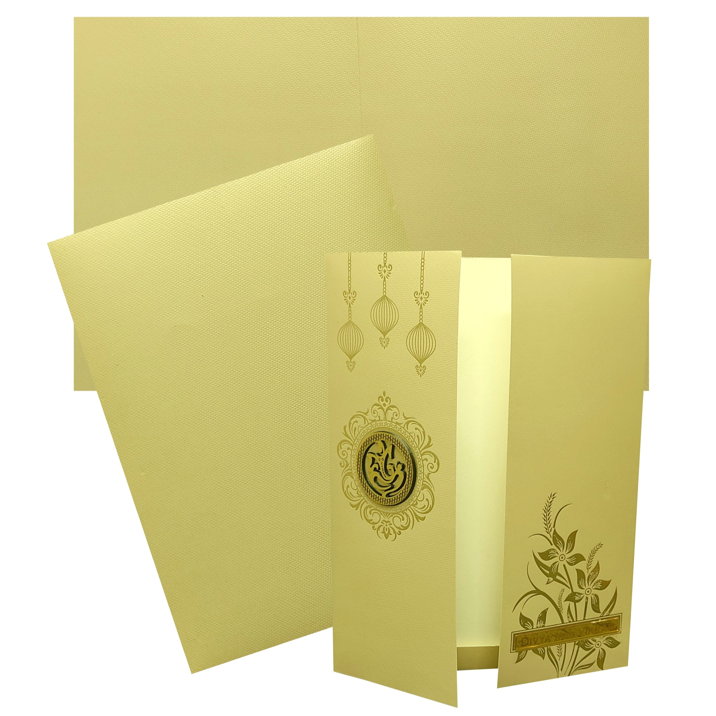 Selling Beige Floral Door invitation card online. Buying invitation cards made easy with King of Cards! ? Customer Support ? Home Delivery.