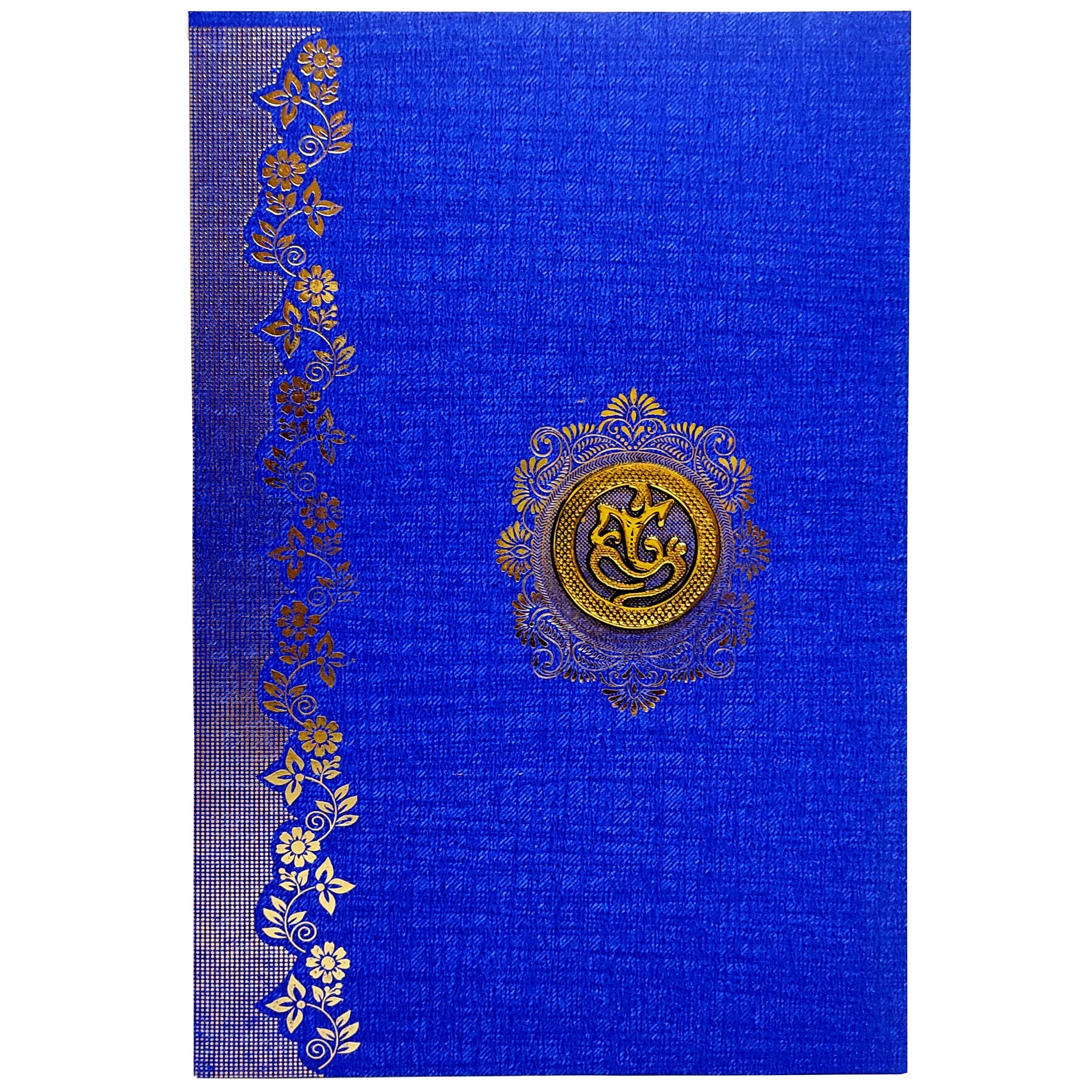 Blue Classic Paper Colour With Gold Foiling Floral Print Design-KNCPC606L