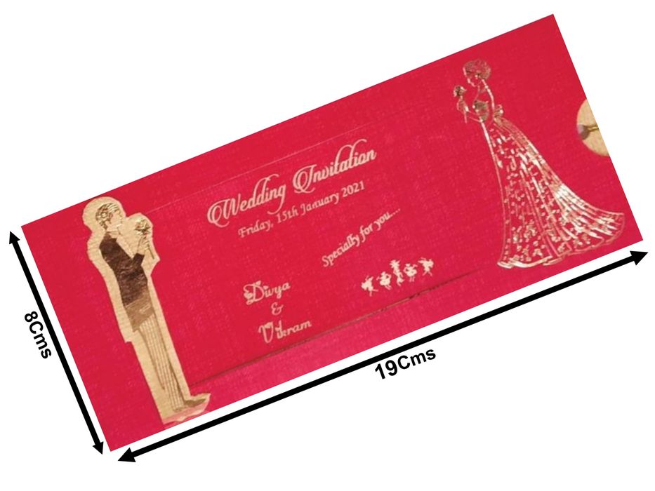 Red personal slide bride and groom wedding invitation card-King of Cards