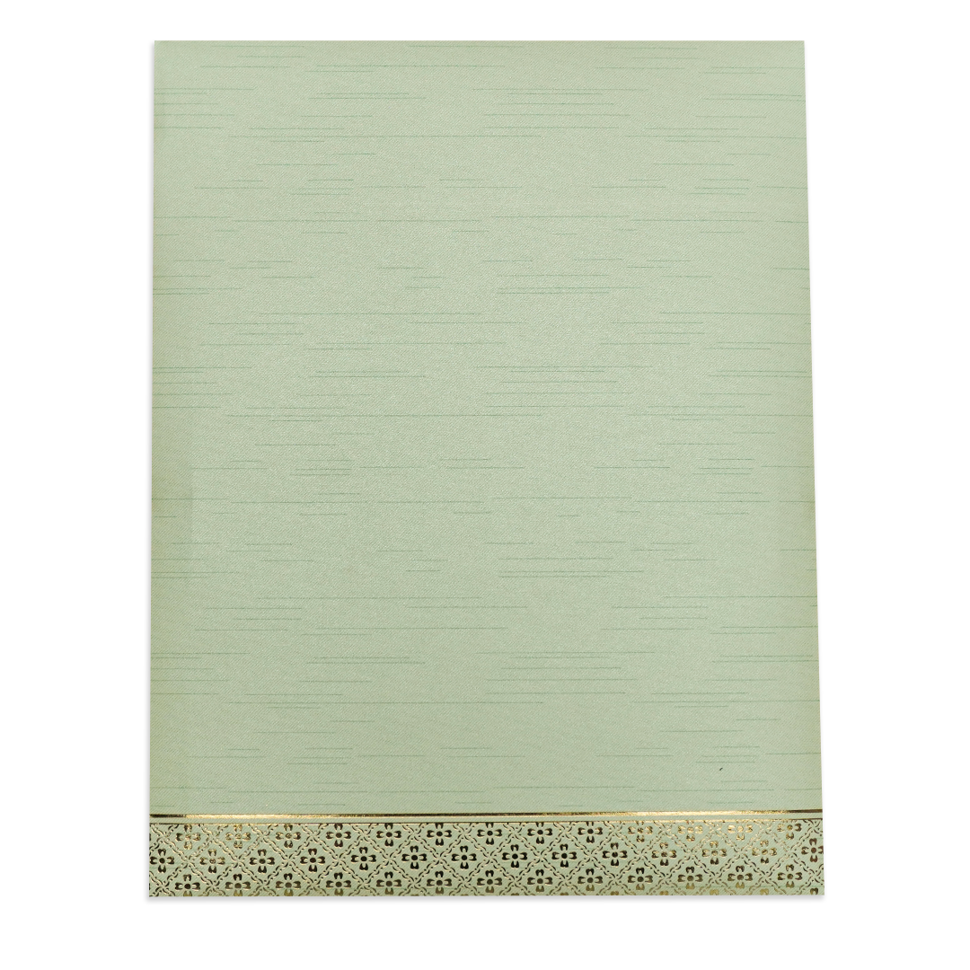 Green Gold Ganesha Floral Wedding Card-KNKR5034N