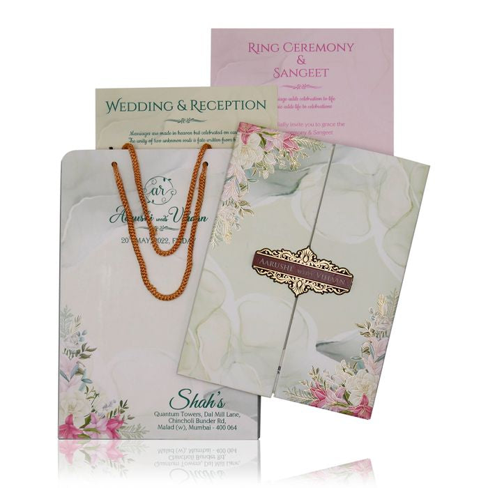 Celebrate in style with customized Pale Soft Green Floral Invitation Order now! ?WhatsApp Support ?Express Delivery.