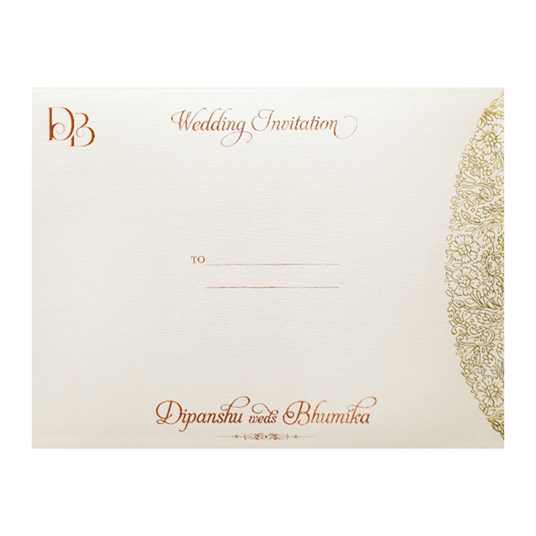 White Gold Tree Minimal Padded Wedding Card-KSI64460