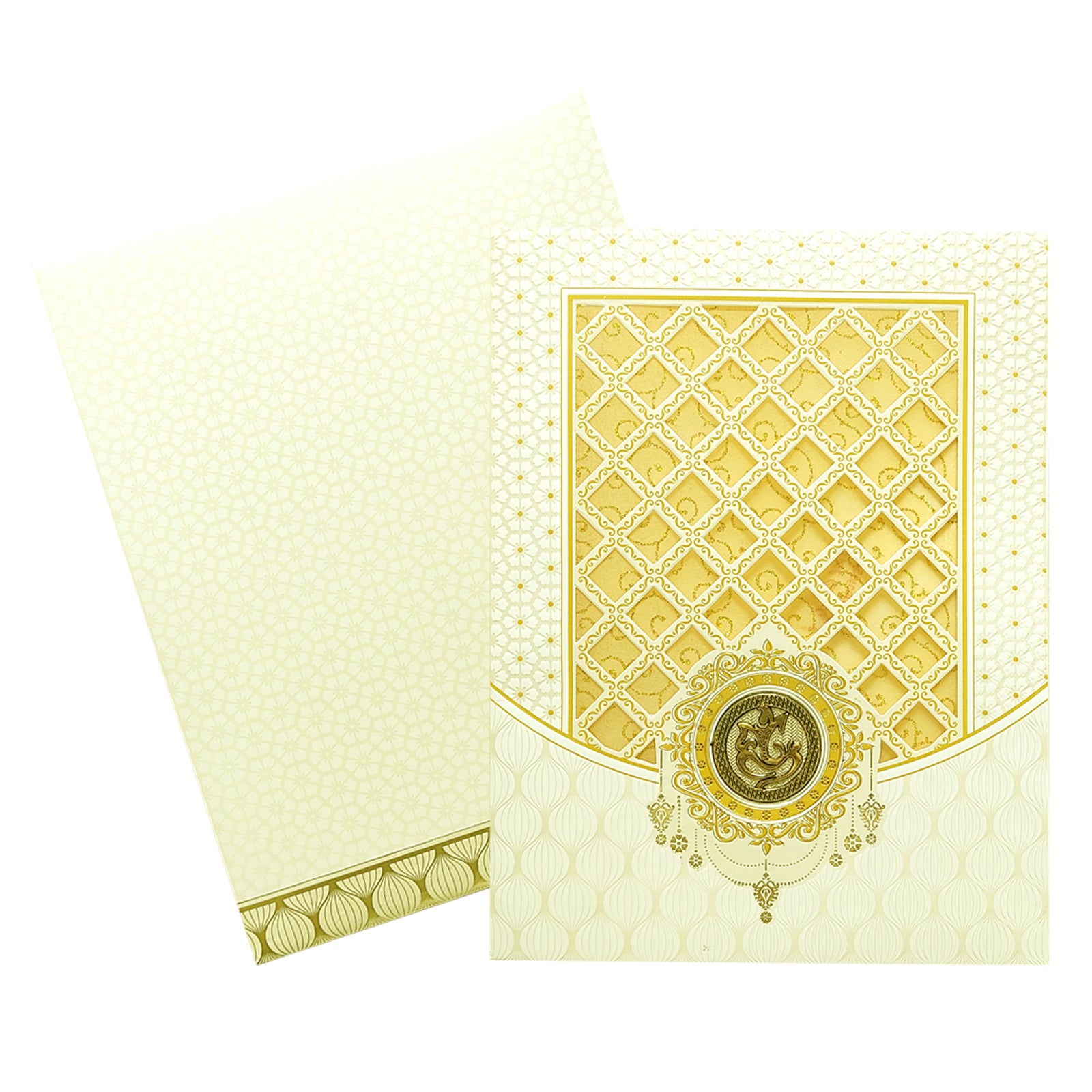 White Laser Cut Design Invitation Card-KNJS2076
