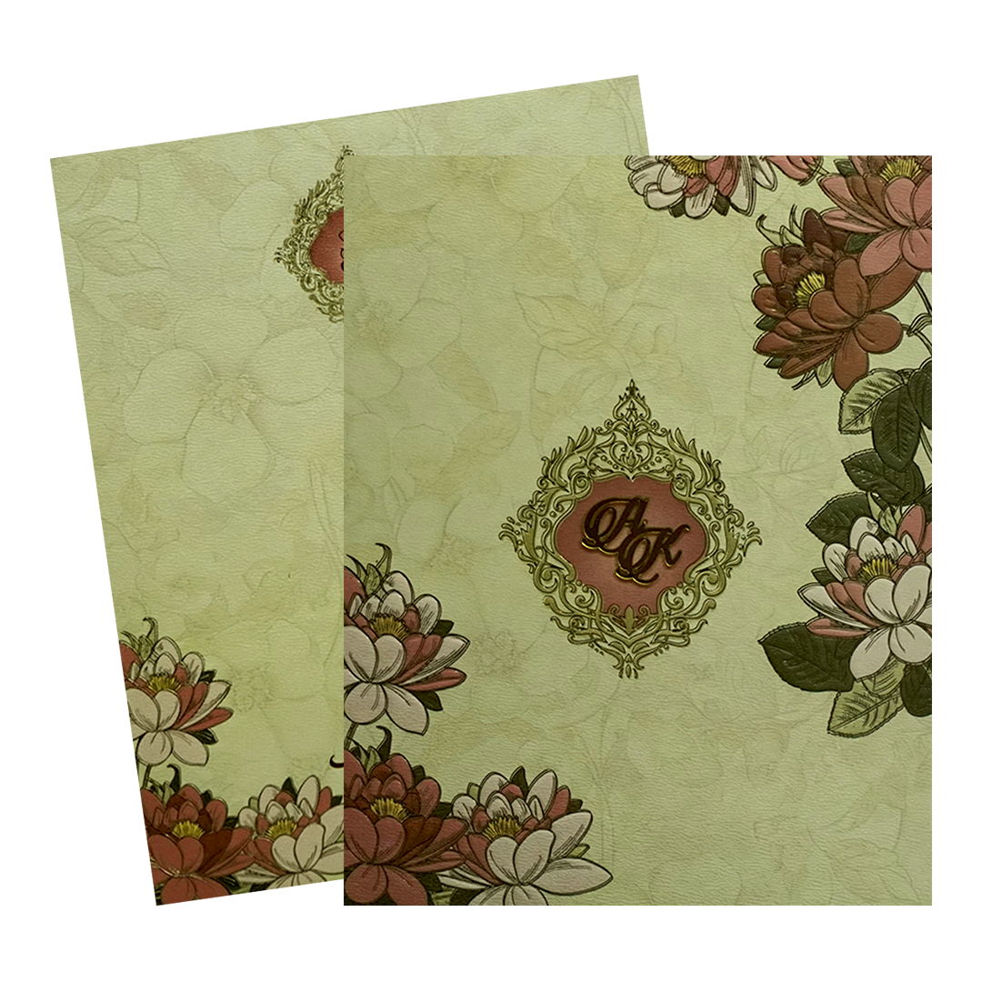 Light Yellow Embossed Wedding Card-KPR09790
