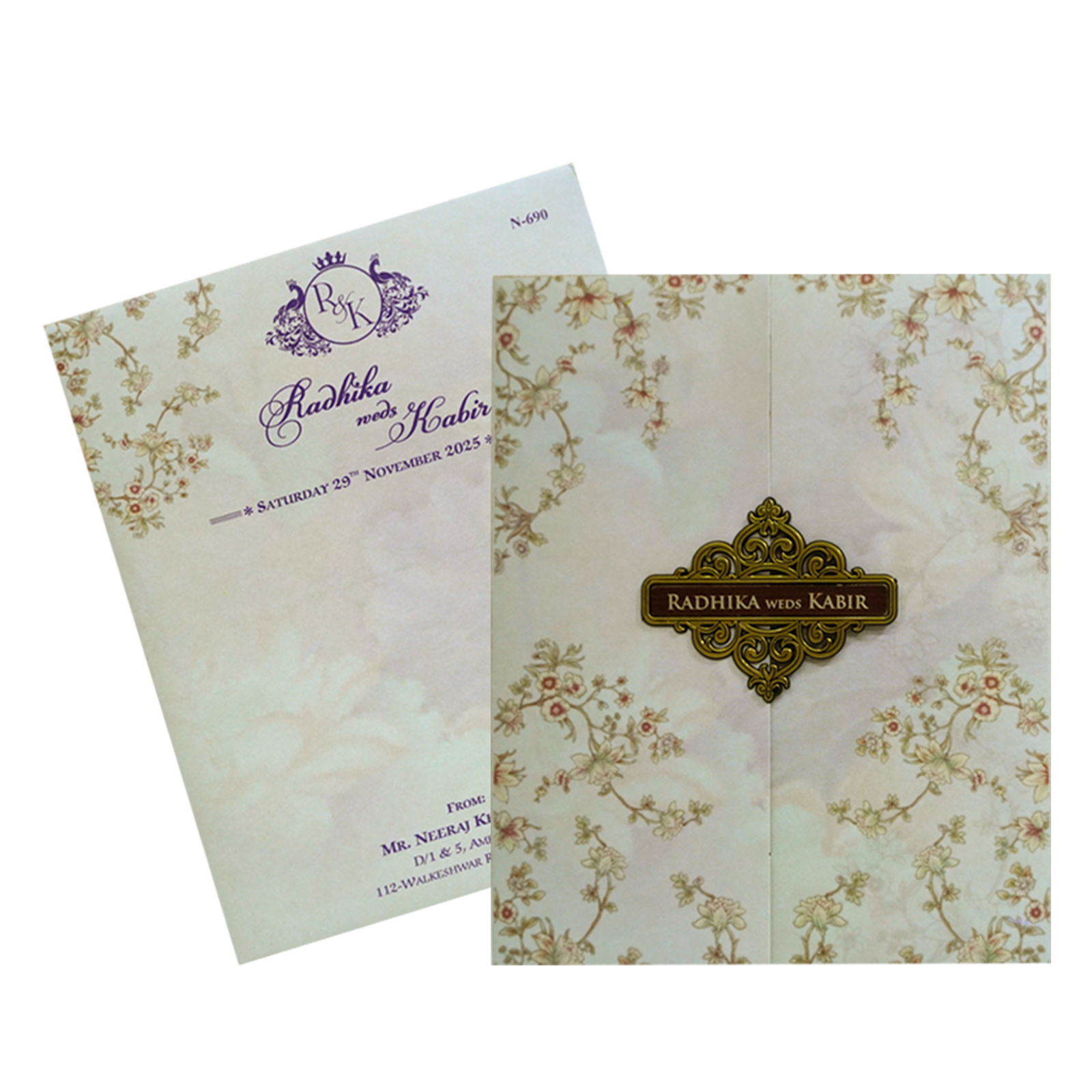 Soft Green Floral Invitation-KVN06900