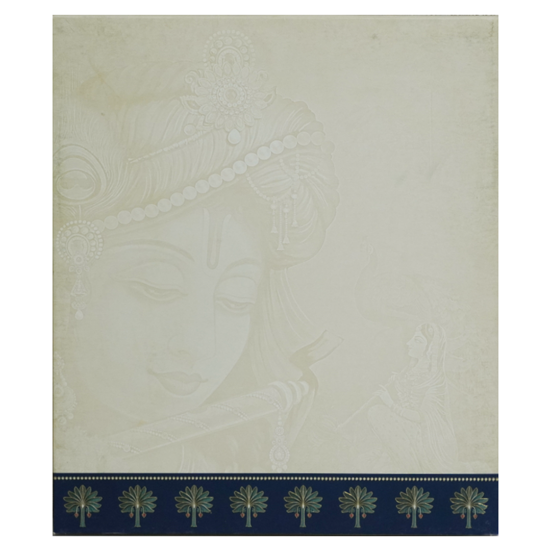 Blue Radhe Krishna Padded Wedding Invitation-KAC05620