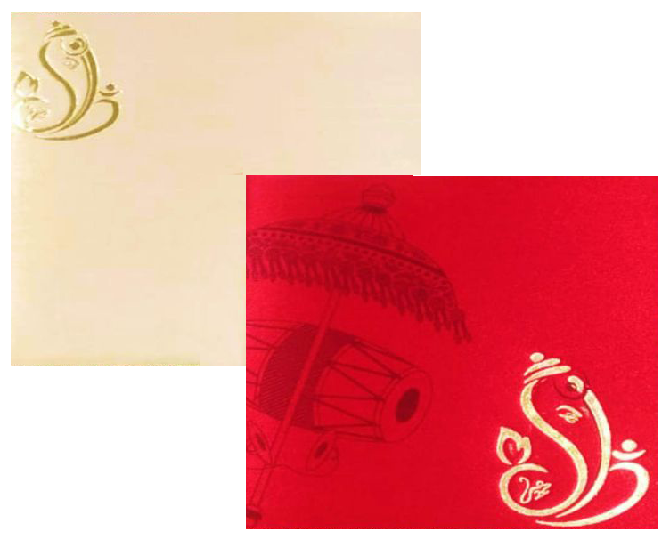 Red Ganesha Square Invitation-CXP141