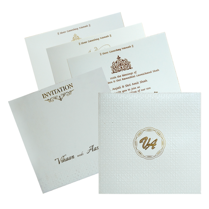 White Textured Wedding Card-King of Cards