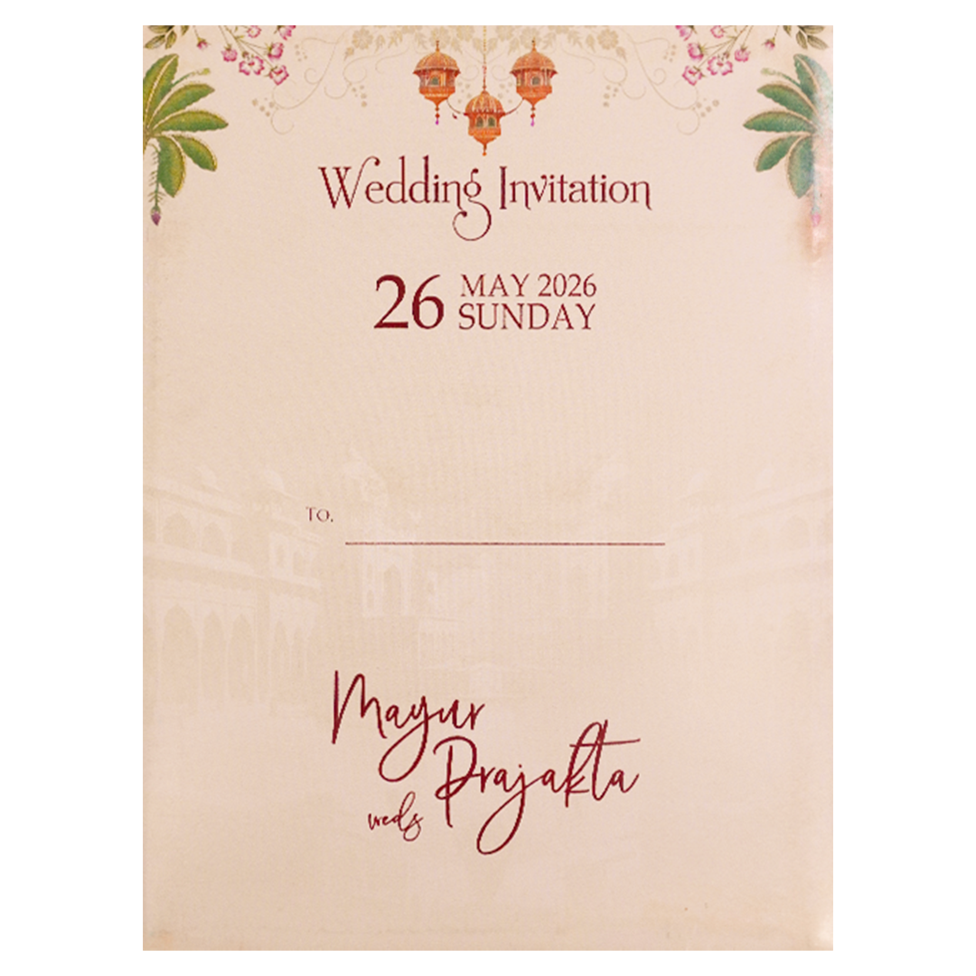 Pink Peacock Garden Wedding Card-KSH73060