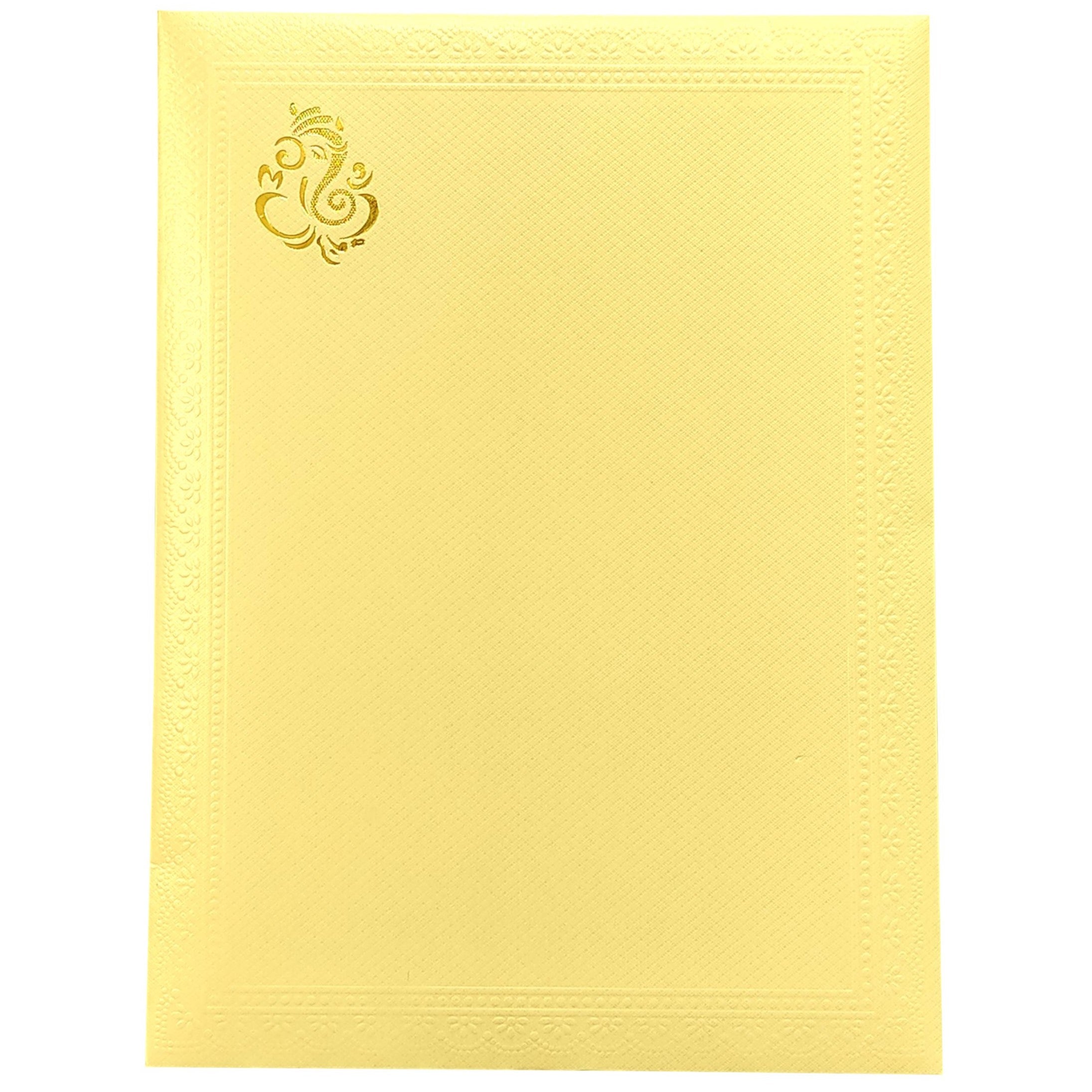 Cream Shading With Gold Ganesha Wedding Card- KNK1672