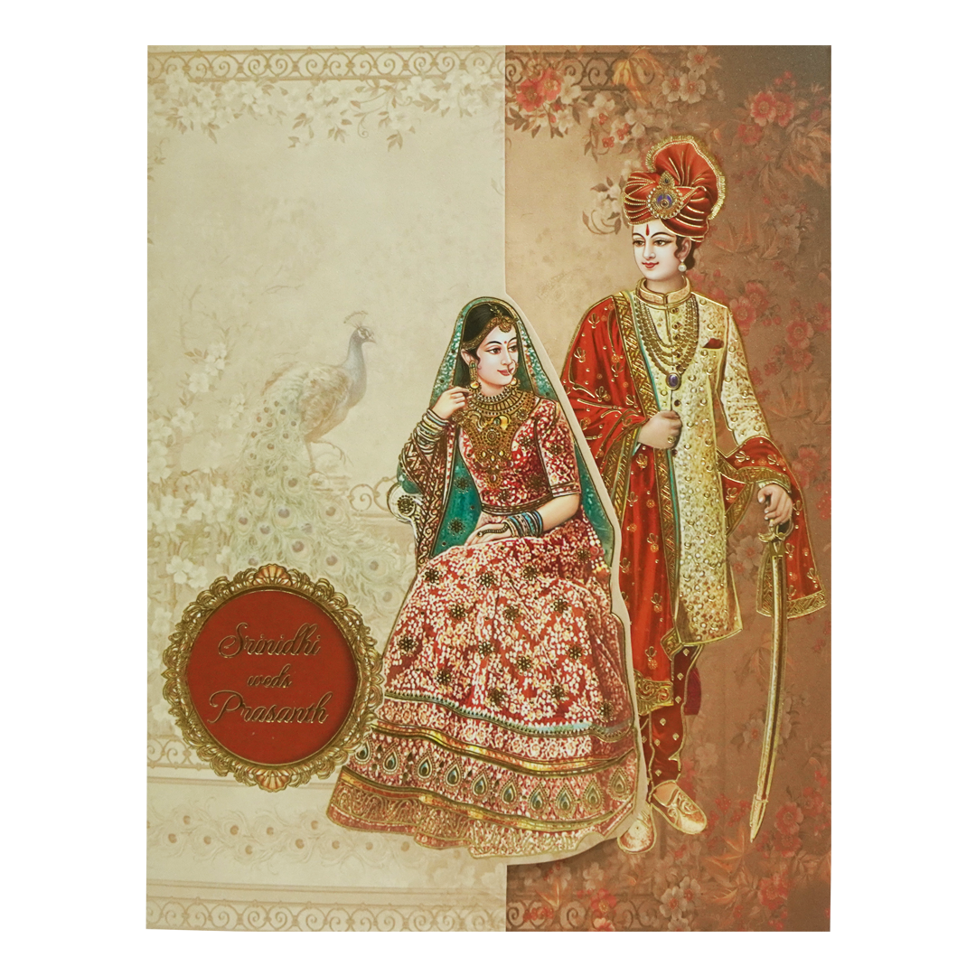 Brown Bride And Groom Wedding Card-KAC05070