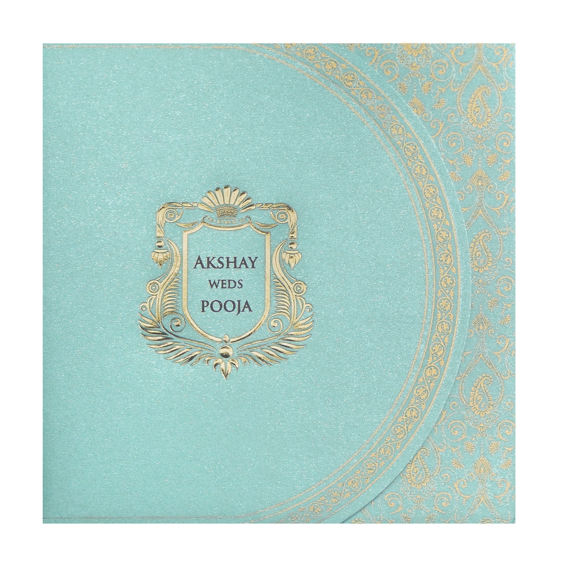 Pastel Blue Royal Crest Wedding Invitation Card-King of Cards