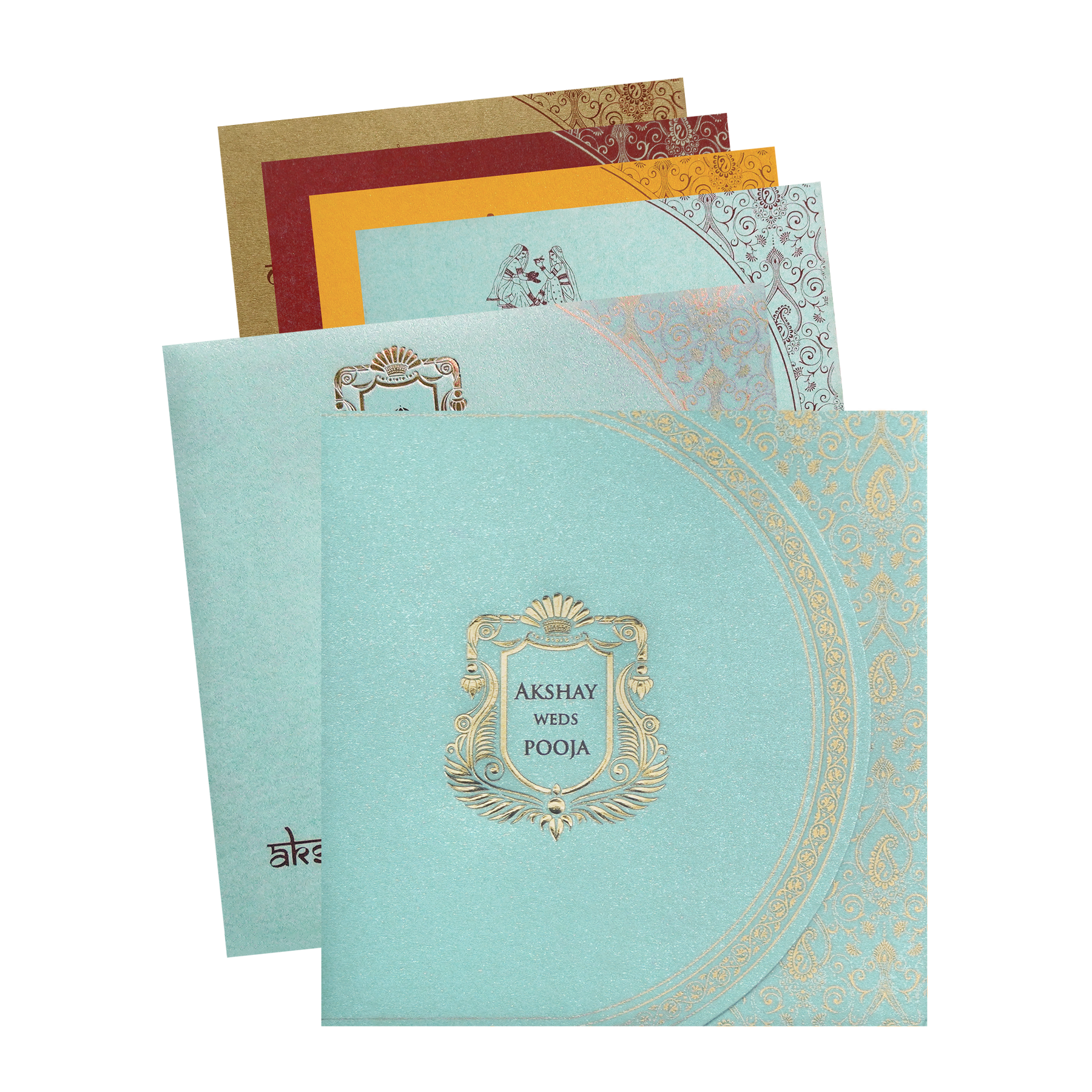 Pastel Blue Royal Crest Wedding Invitation Card-King of Cards