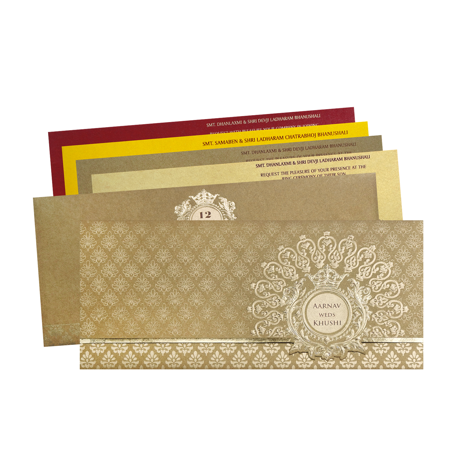 Classic Gold Embossed Regal Wedding Invitation Card-King of Cards