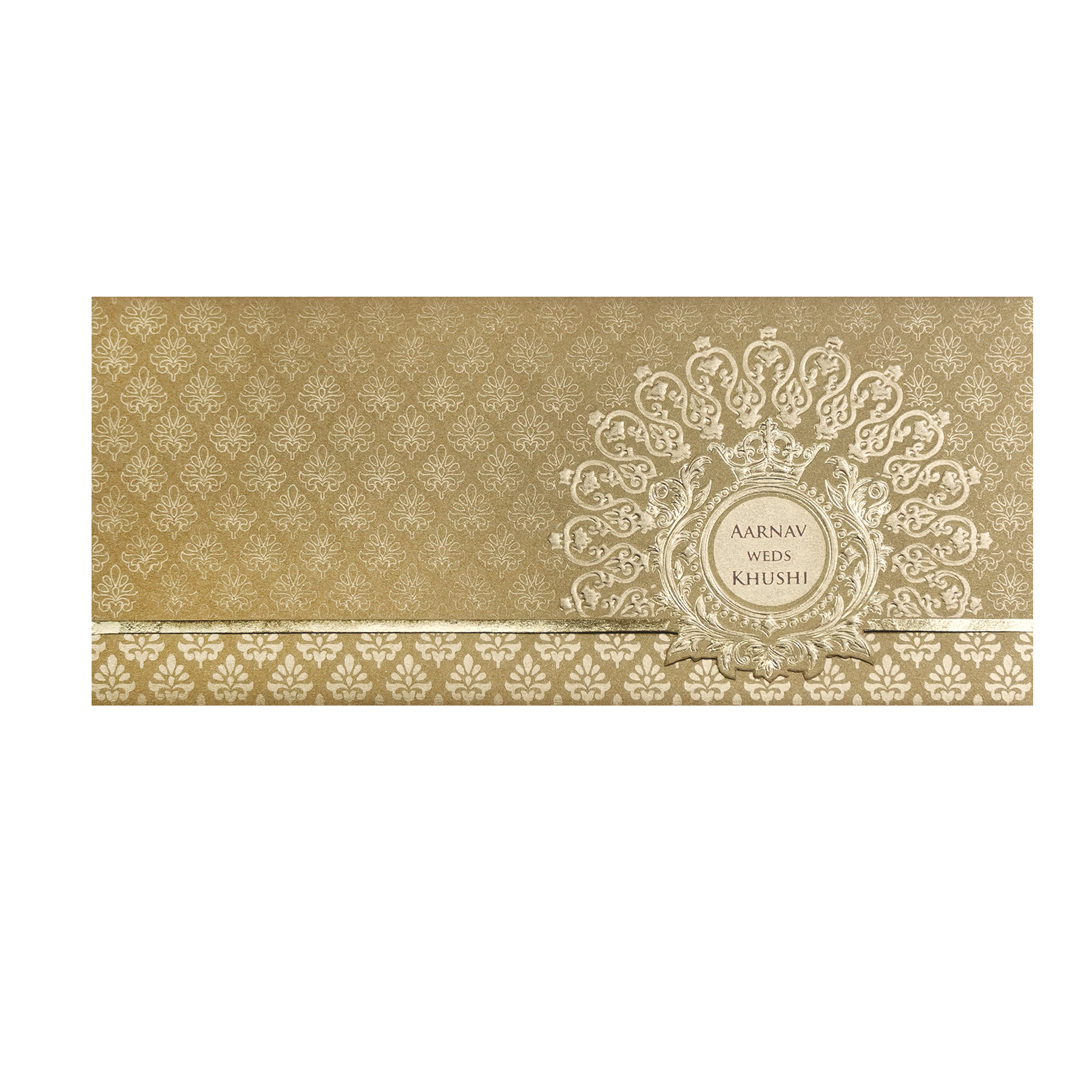 Classic Gold Embossed Regal Wedding Invitation Card-KPR06260