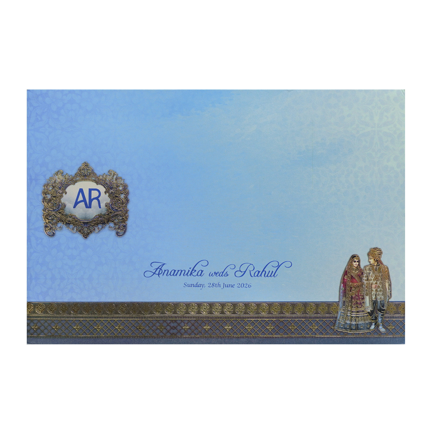 Royal Blue Padded Wedding Invitation-KPR24820