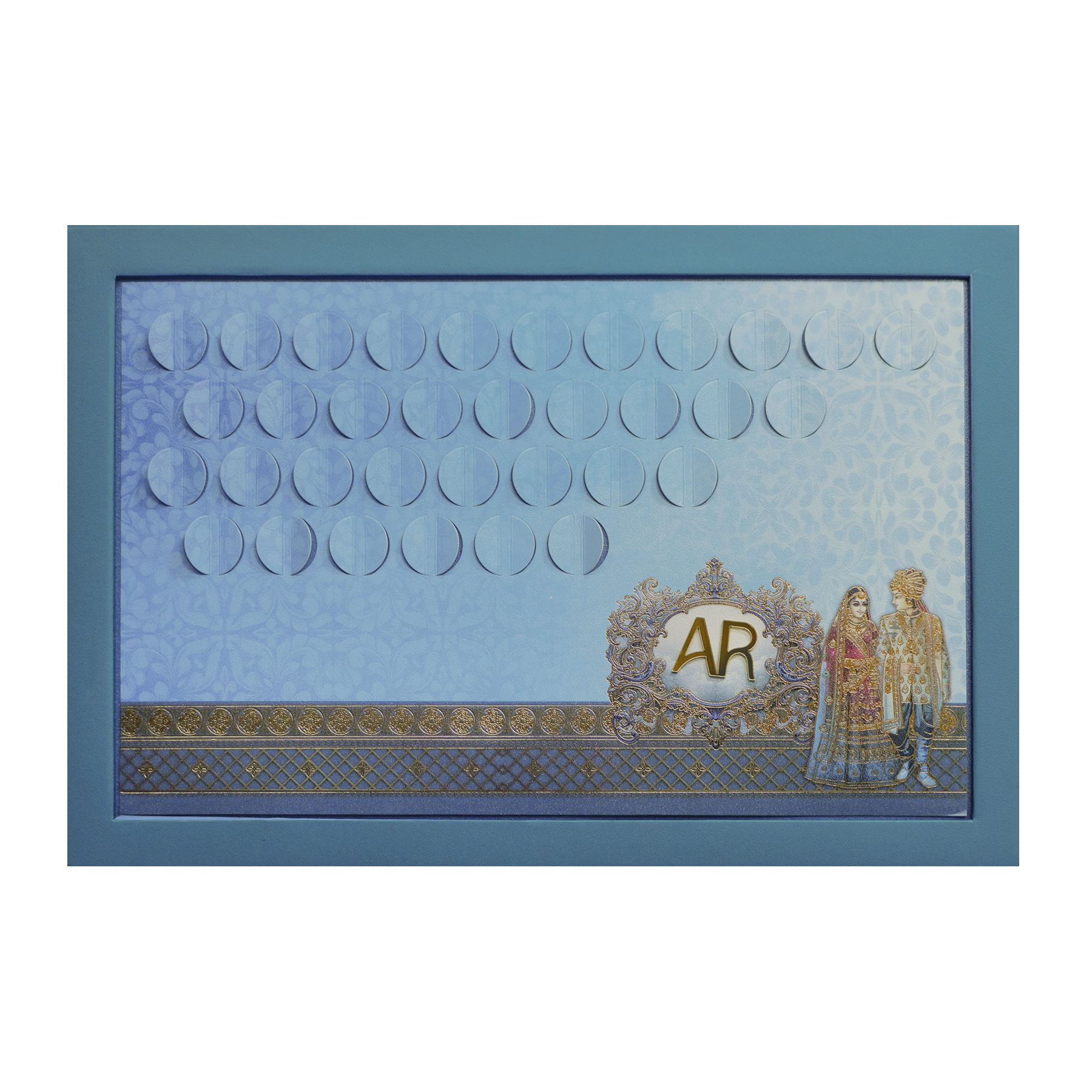 Royal Blue Padded Wedding Invitation-KPR24820