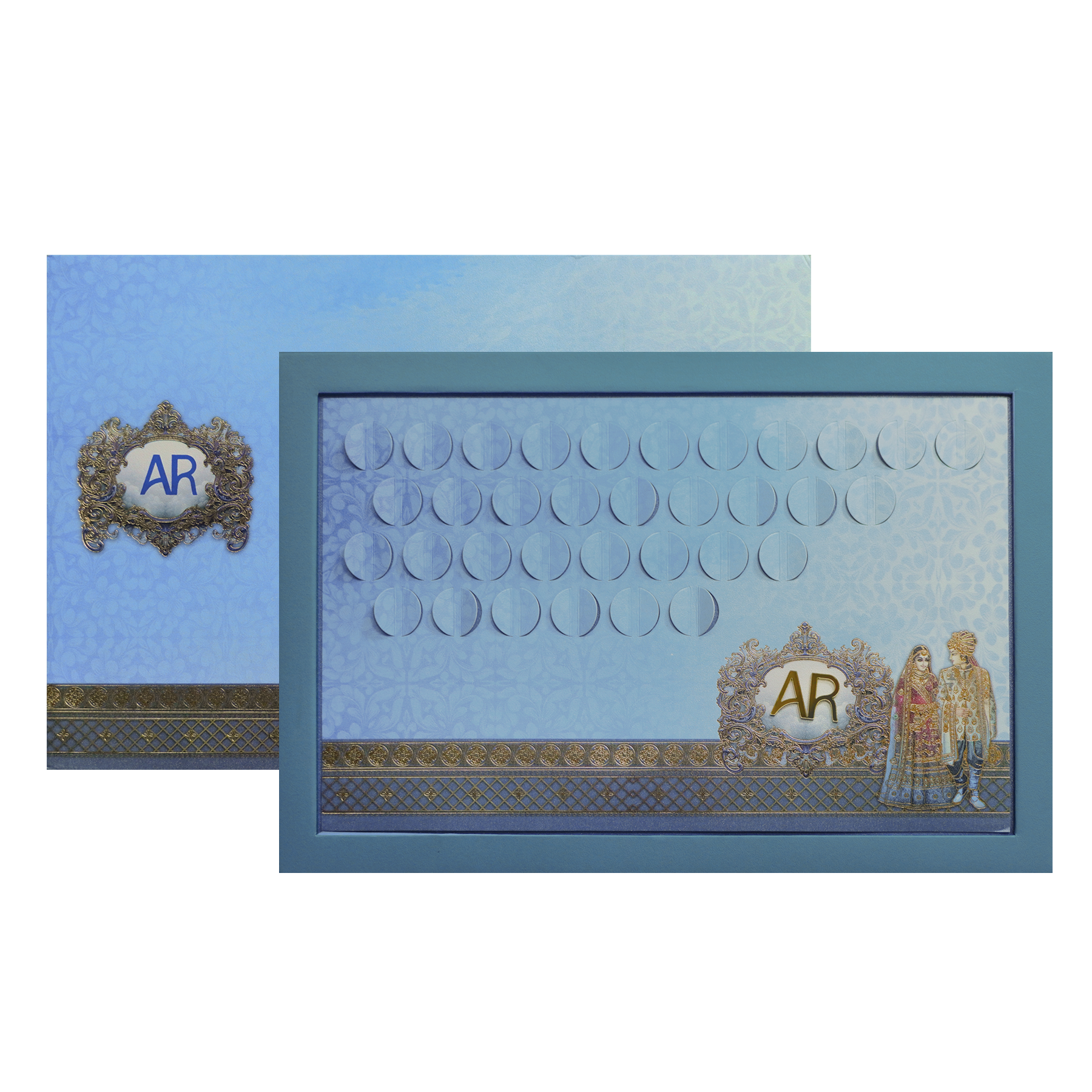 Royal Blue Padded Wedding Invitation-KPR24820